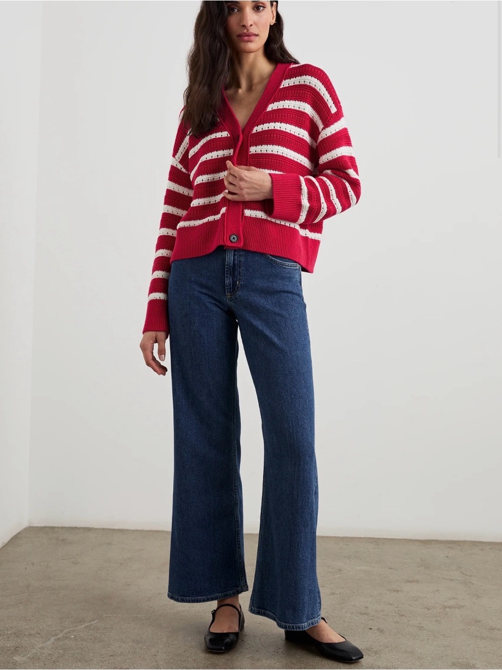 Geneva Cardigan in Pink Stripe NWT